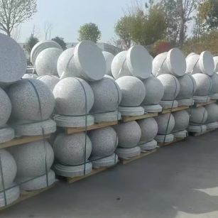 三门峡 白麻花岗岩石材圆球，石球，挡车球，隔离球，景观石球，风水球等
