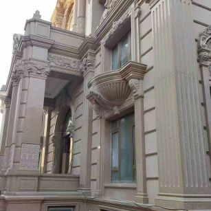 三门峡 黄金麻花岗岩光面别墅外墙干挂施工完成