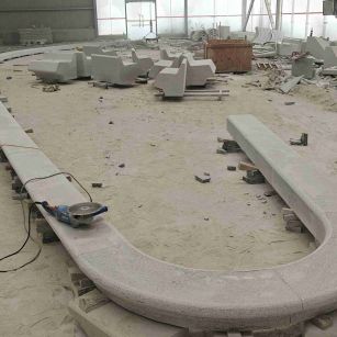 三门峡 芝麻白花岗岩弧形花坛石，坐凳石