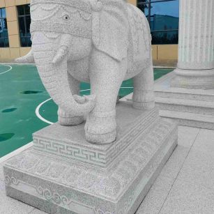 三门峡 白麻花岗岩动物异形石雕-大象