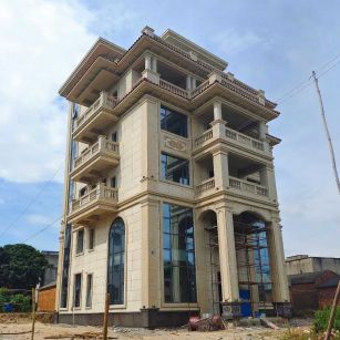 三门峡 黄金麻花岗岩石材别墅外墙干挂搭配（雕花栏杆花瓶柱门楼罗马柱）