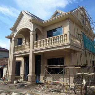 三门峡 黄金麻花岗岩石材私人别墅雕花门楼柱阳台栏杆