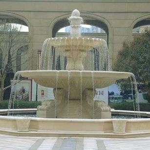 三门峡 黄金麻花岗岩异型加工——户外庭院石雕流水喷泉