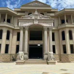 三门峡 黄金麻别墅外墙干挂，大柱，大象，蘑菇石，雕花板