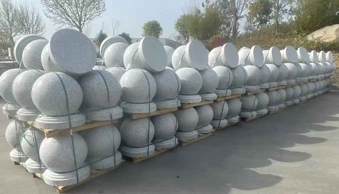三门峡 白麻花岗岩石材圆球，石球，挡车球，隔离球，景观石球，风水球等