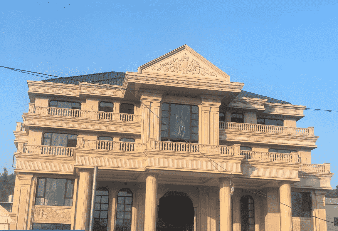 三门峡黄金麻别墅外墙干挂石材效果示例